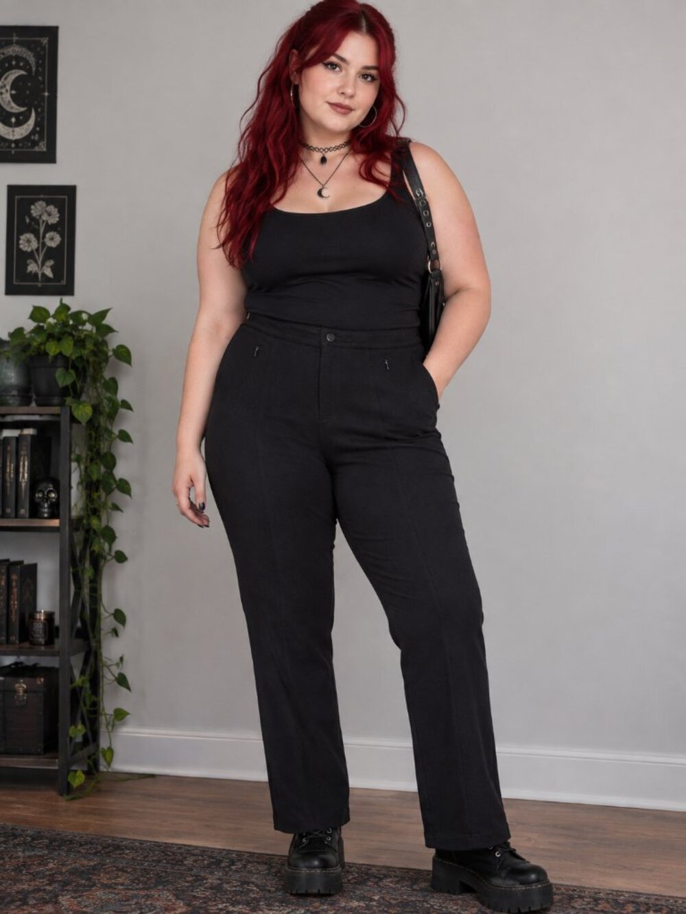 Black Leggings Women’s Large L Stretch Pull-On Pants Rayon Nylon Blend